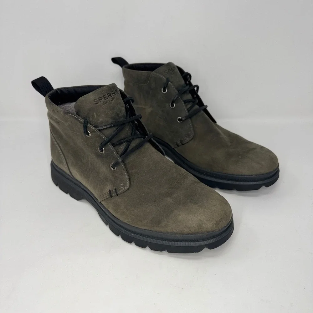 Sperry Mens 11 Watertown‎ Chukka Boots Olive Green Leather Waterproof STS19715